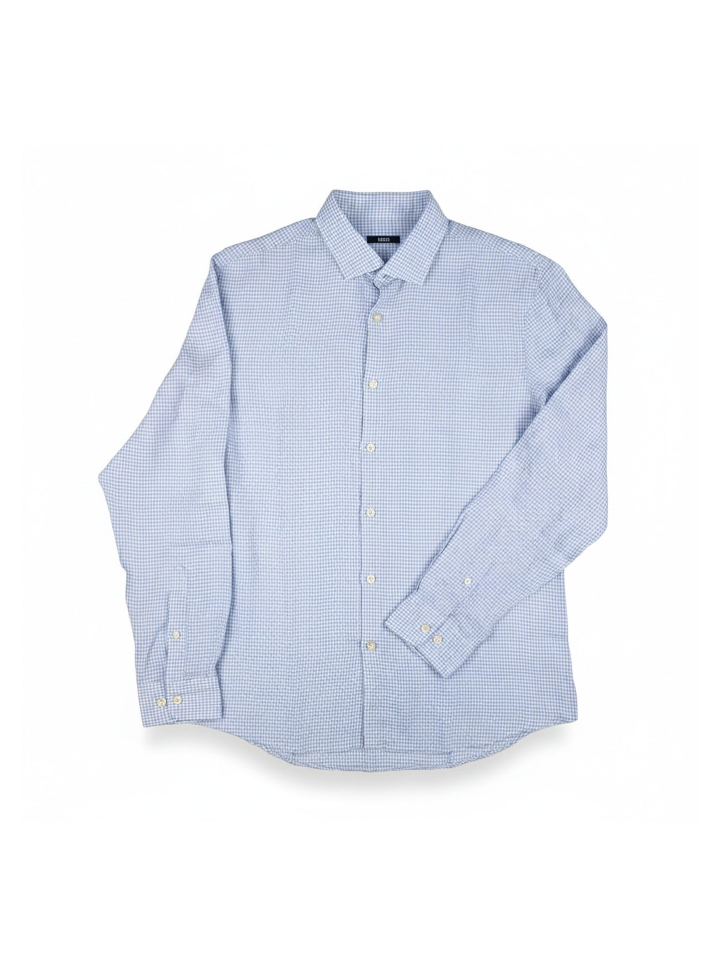 Blue Long Sleeve Shirt with French Placket