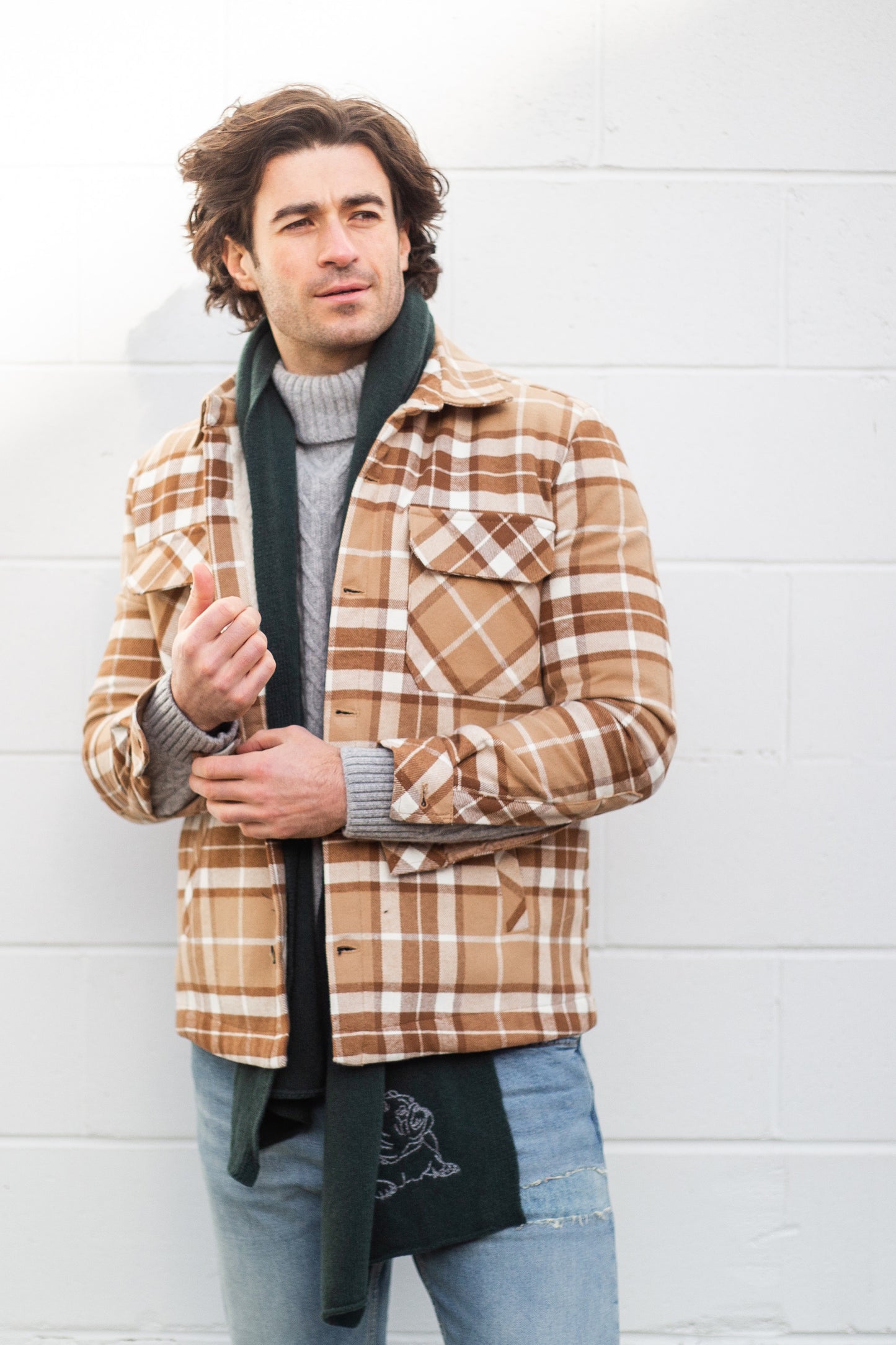 Ozark Beige Plaid Sherpa Jacket