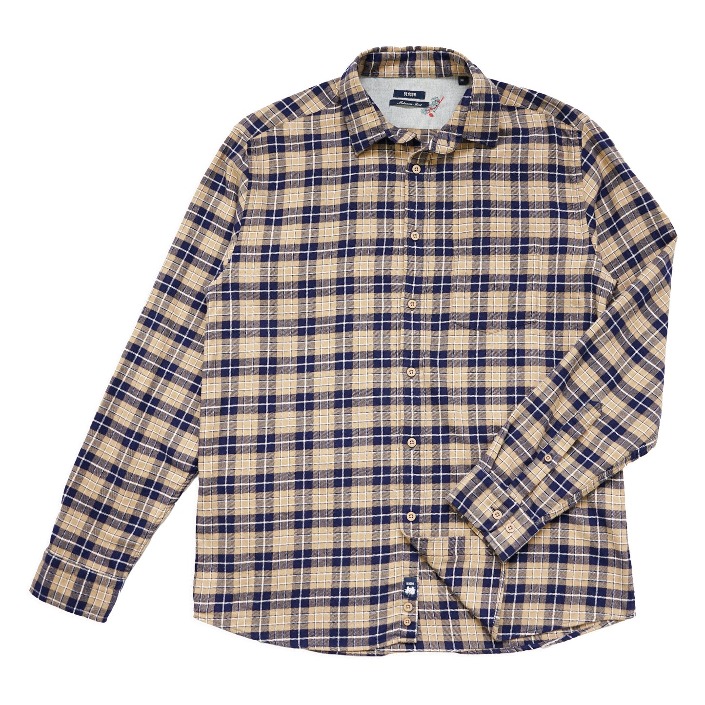 McKenzie Beige Navy Plaid Flannel