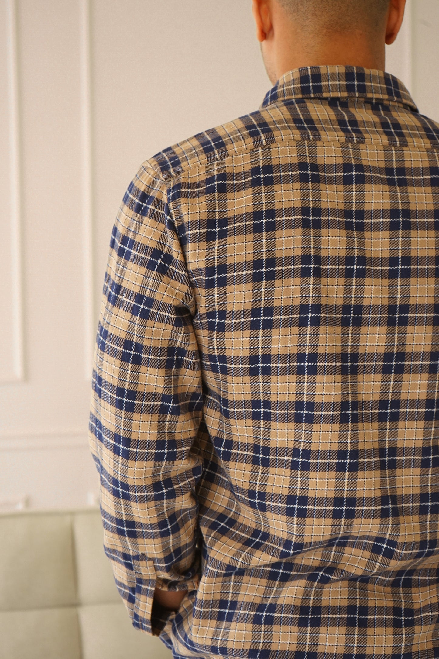 McKenzie Beige Navy Plaid Flannel