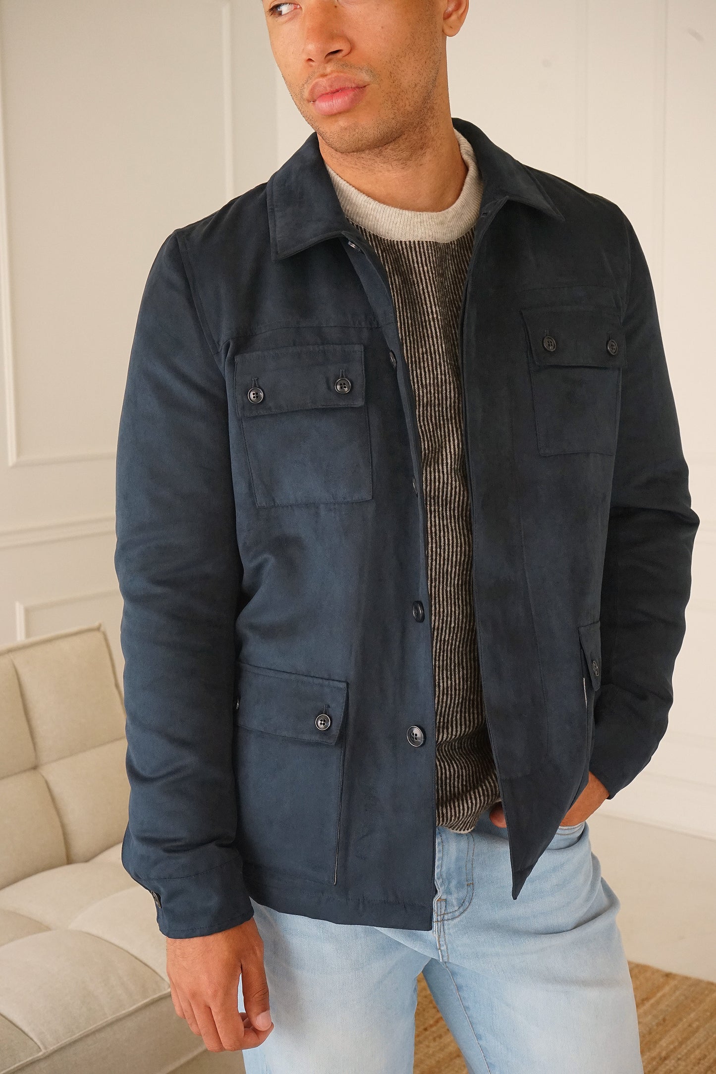 Bolton Indigo Suede Jacket