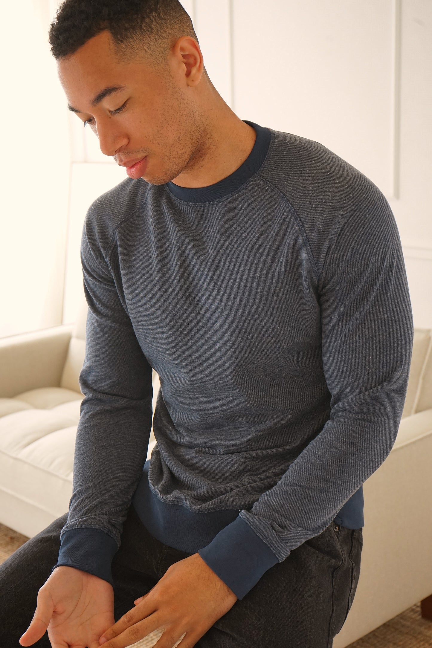 Whistler French Terry Oil-Washed Navy Sweatshirt