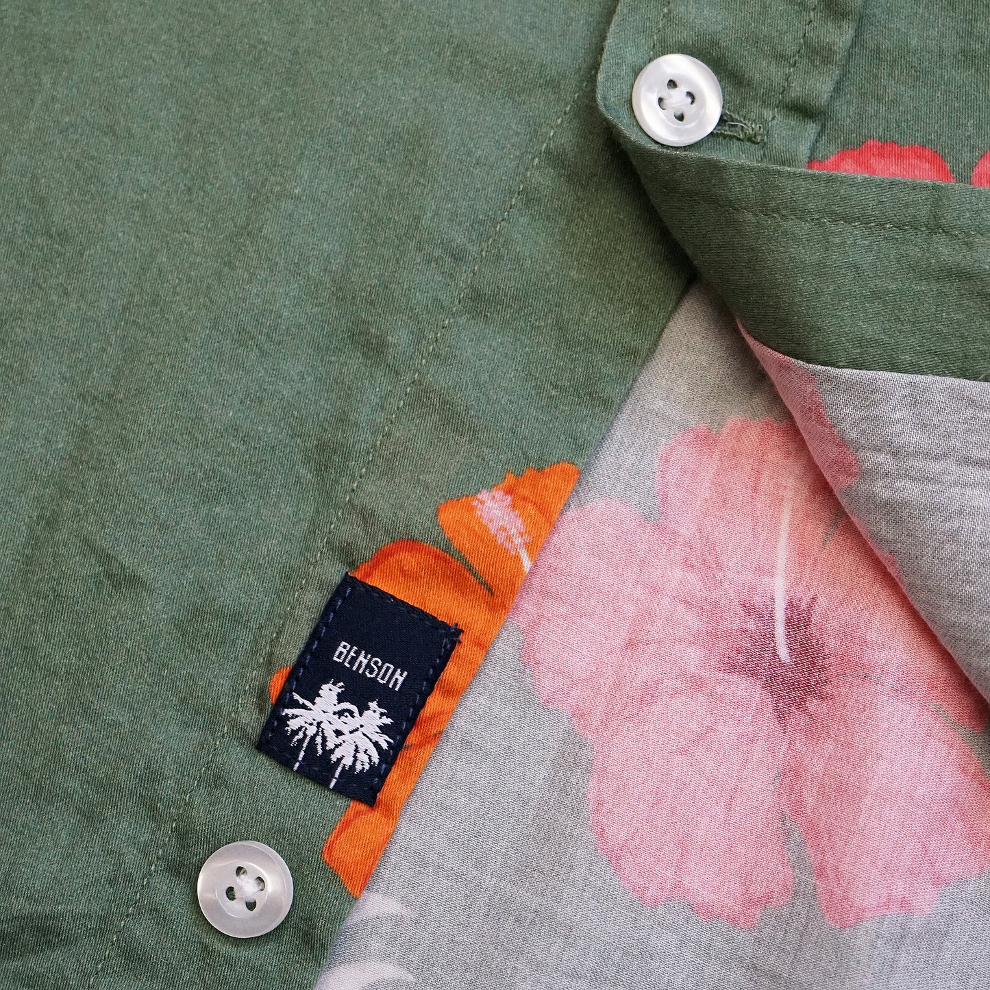 Champlain Green Flowers Button Up