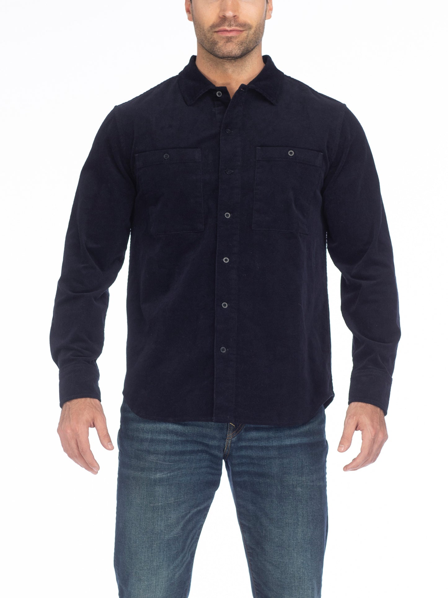 Douglas Navy Corduroy Shirt