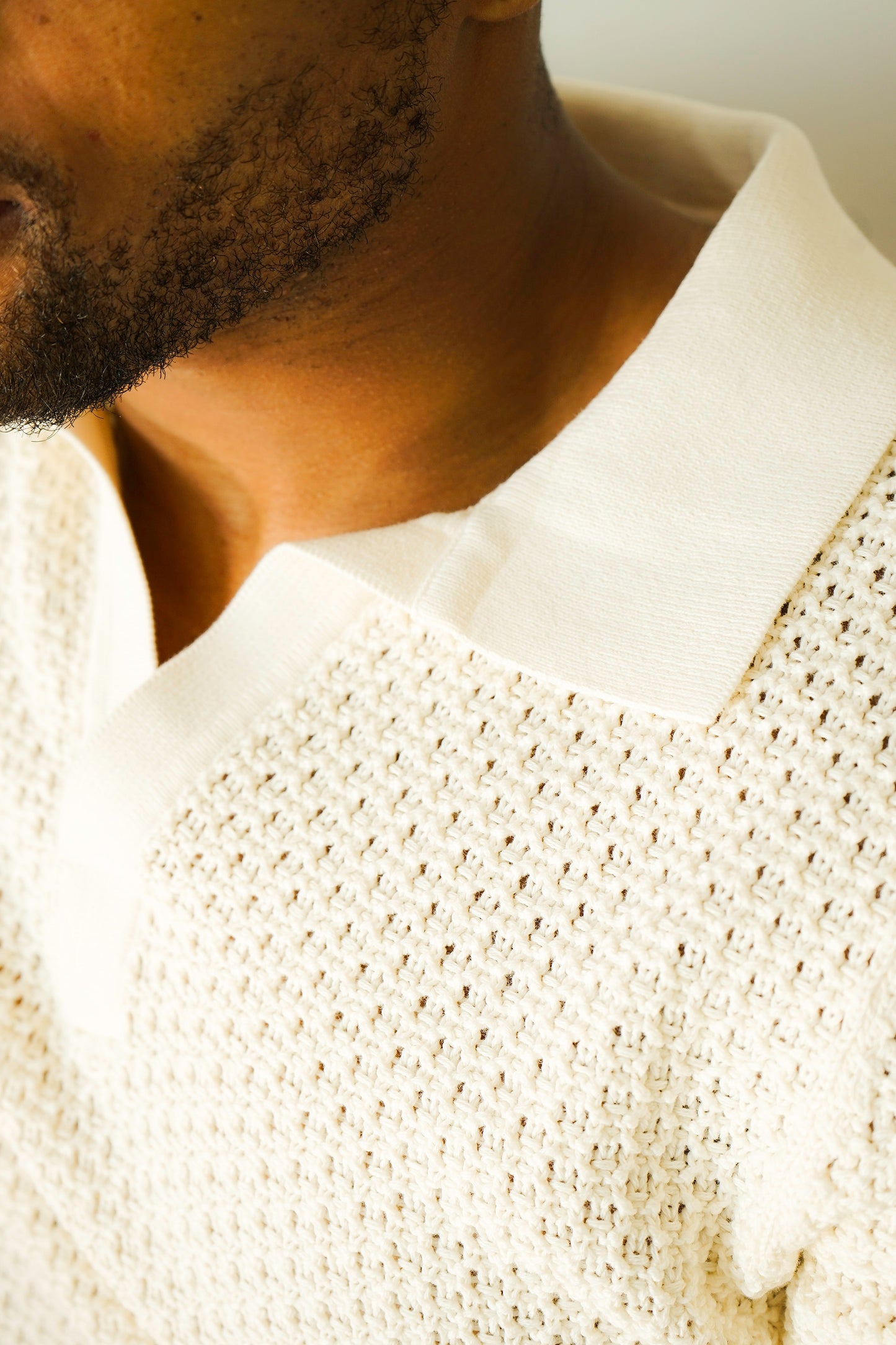 Benjamin Cream Crochet Polo