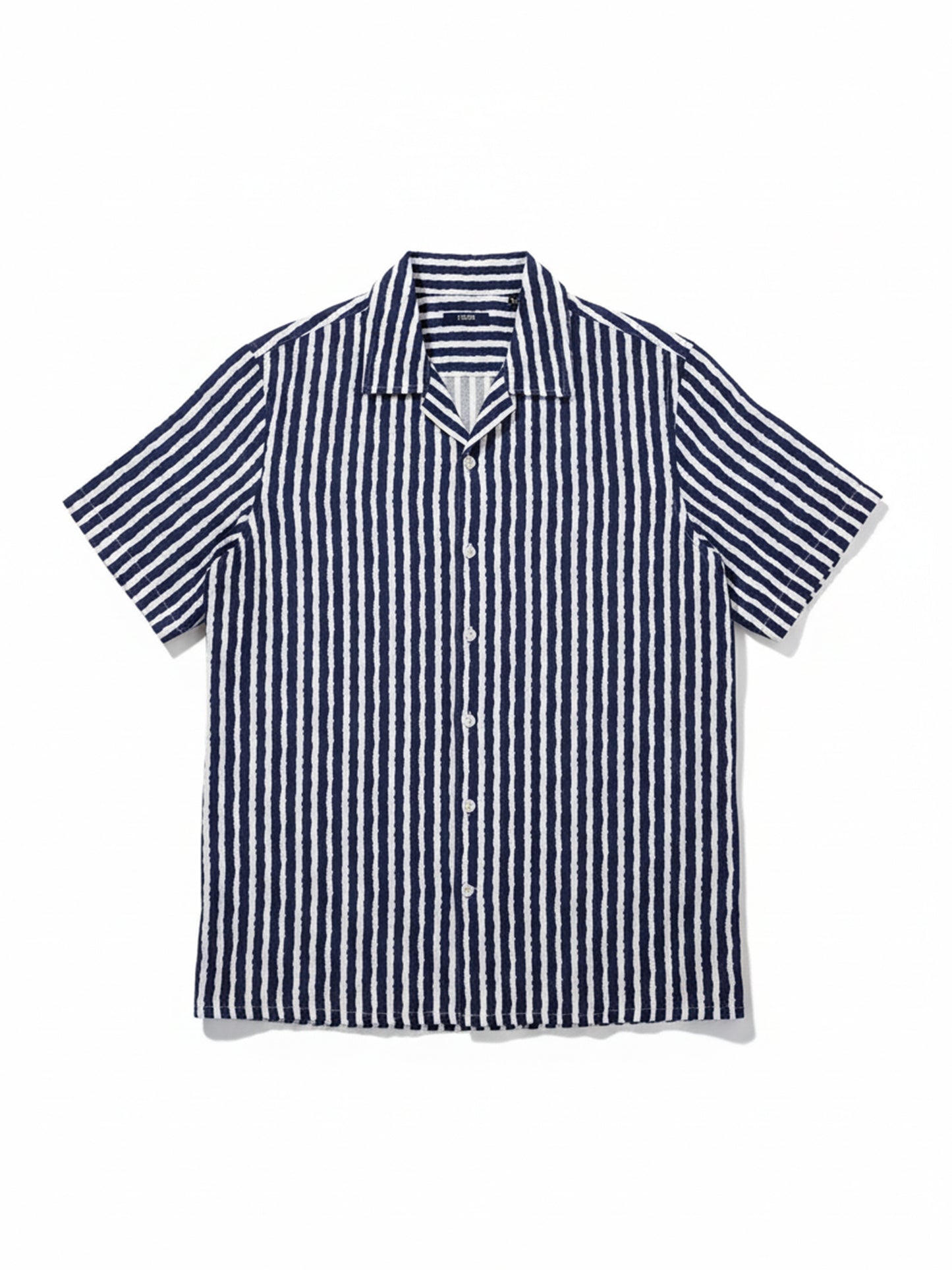 Camp Collar Blue Striped Shirt