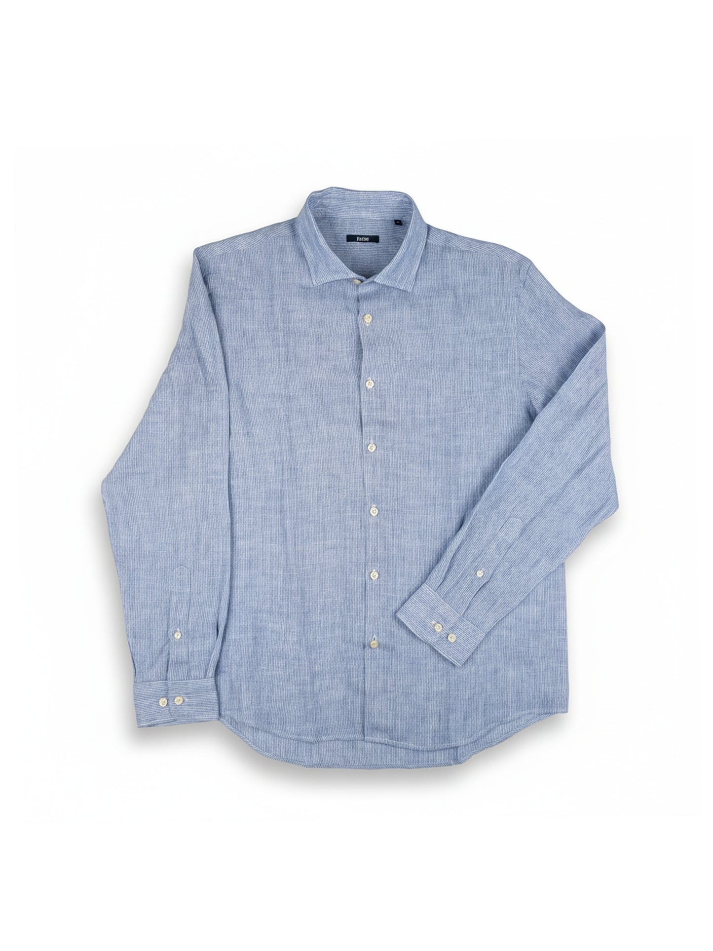 Blue Long Sleeve Shirt with French Placket