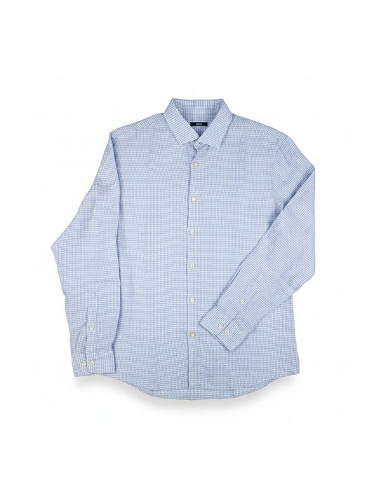 Blue Long Sleeve Shirt with French Placket