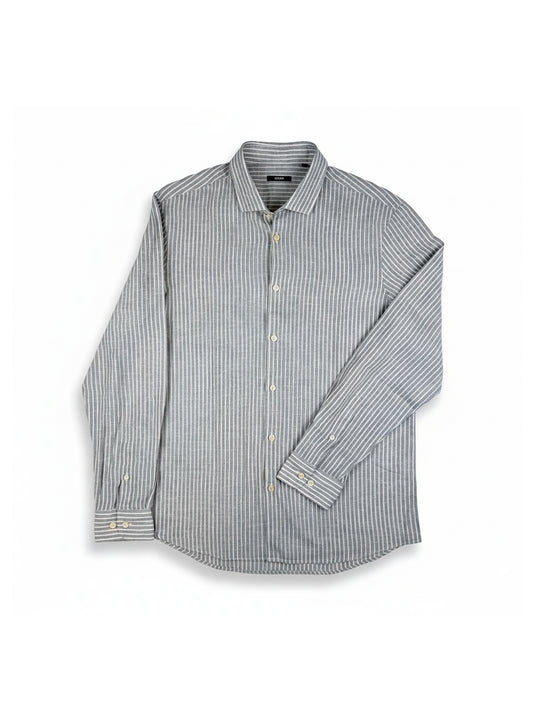 Grey Long Sleeve Shirt with French Placket