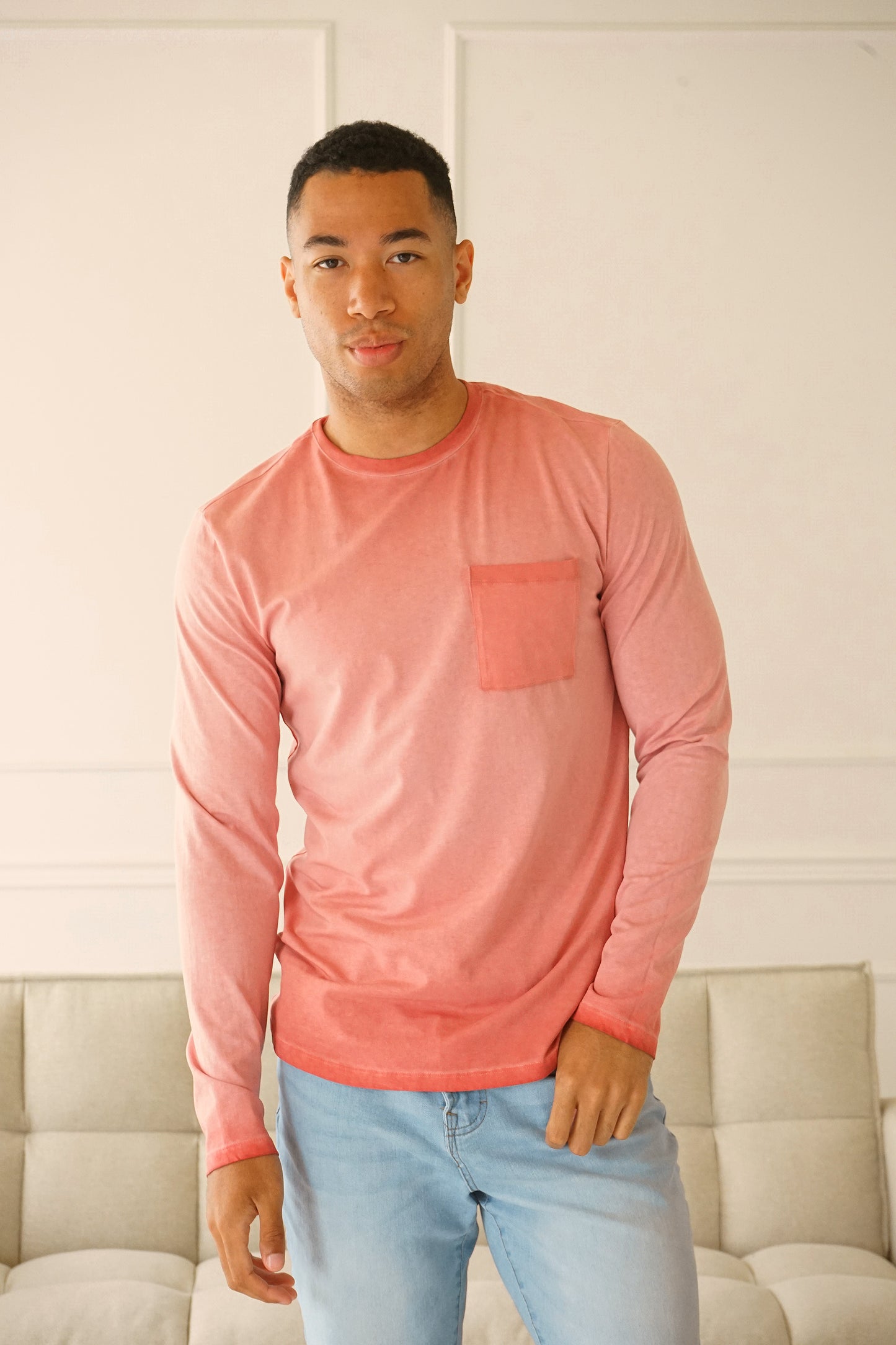 Long Beach Oil-Washed Mineral Red Long Sleeve Tee