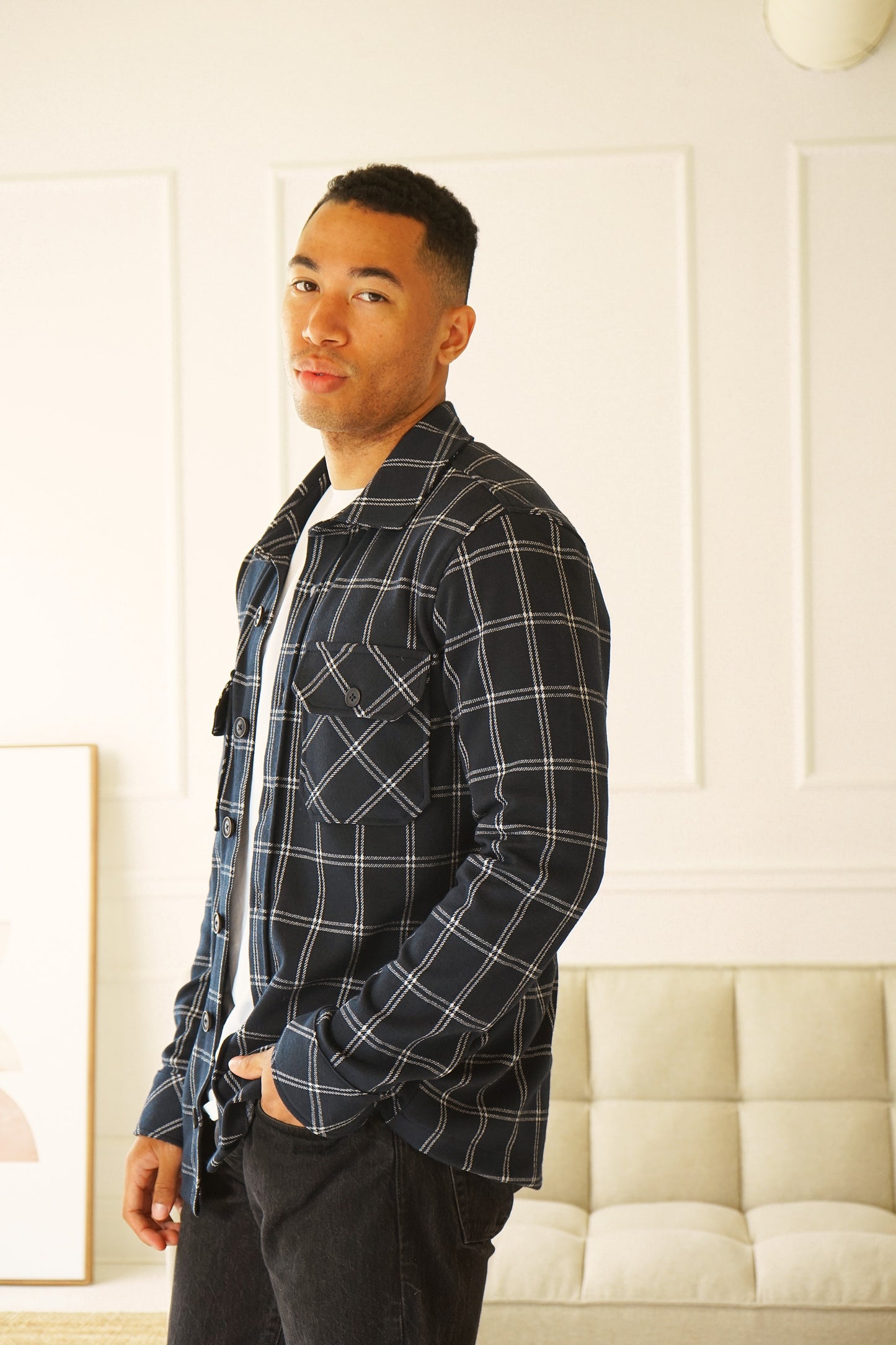 Vienna Navy Plaid Button Up