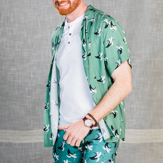 Rosseau Green Bananas Button Up