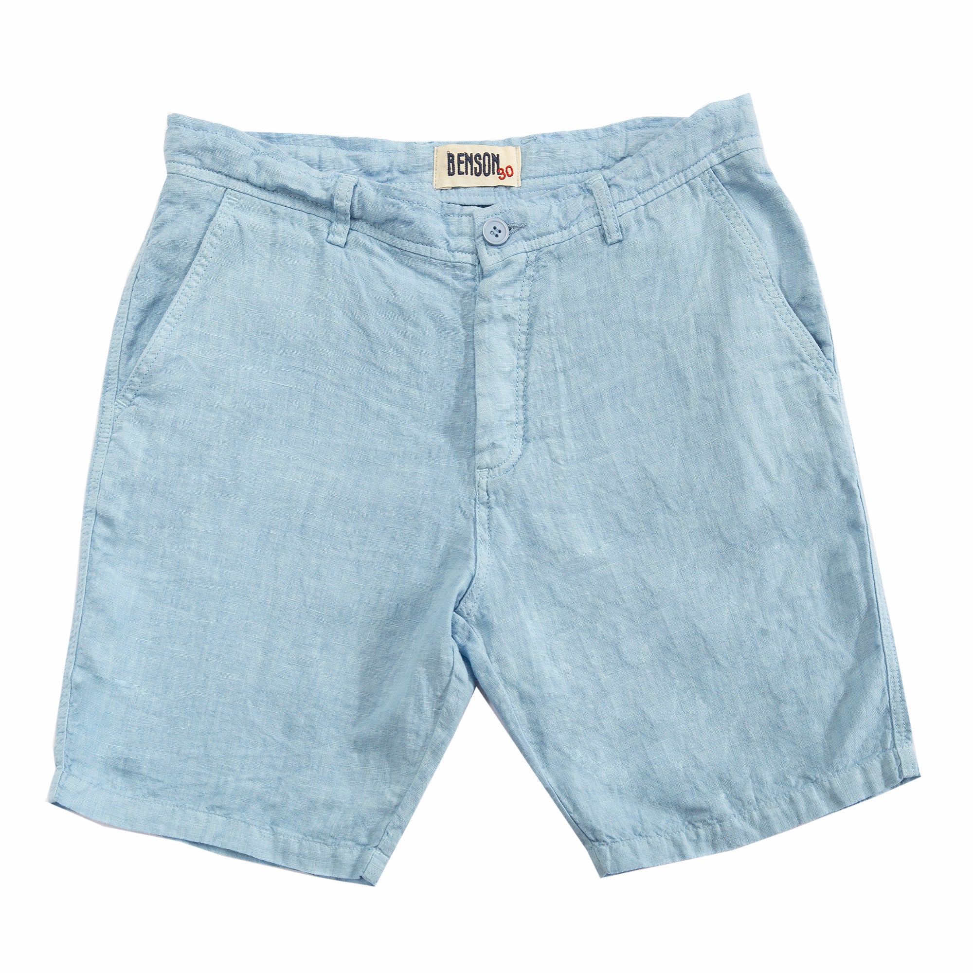 Blue linen shorts best sale